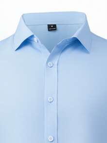 Manfinity Mode Men's Light Blue Business Casual Long Sleeve Versatile Shirt - Baby Blue - View 4