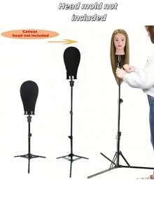 Satu Tripod yang Dapat Diatur dan Kokoh, Tinggi 50/110/160 Cm, Ringan dan Portabel, Cocok untuk Salon Rambut, Cosplay, Pajangan Rumah, Salon Kecantikan, Penataan Wig, Meja Rias, dan Rak Penyimpanan. - Hitam - View 7