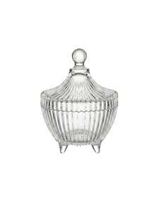 Cirelle 1pc Crystal Glass Storage Jar Details With Delicate Accents For Cozy Diningroom Delivering Exquisite Presence For Aesthetic Display - Multicolor - View 11