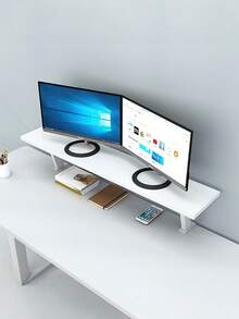 1PC Compact White Floating Desk Shelf NoDrilling Desktop Organizer SpaceSaving Modern Minimalist Storage Rack For Home Office Study Living Room Bedroom Student Dorm Decor Holiday Gift Christmas Birthday Housewarming - White - View 3