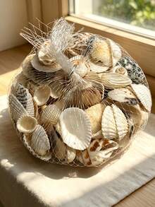 Random 100g Shell, Conch, Aquarium & Fish Tank Decoration, Photo Props, Scallop, Mesh Bag Mixed-Pack (Approximately 30pcs) Decor Valentine's Day, Valentines Wedding, Birthday, Bathroom Decor, Room Decor, Home Decor Living Room, Office Decor Items , Room Decoration Stuff,Fall Decor - Multicolor - View 4