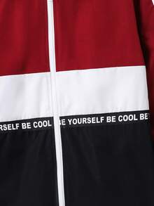 SHEIN Teen Boys Casual Comfortable Versatile Fun Colorblock Jacket, Suitable For School And Outings - Multicolor - View 5