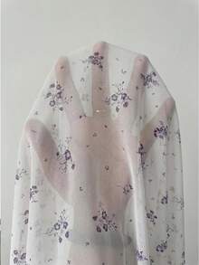 Modelyn Gaun Midi Wanita Desain Prancis dengan Leher Lubang Kunci dan Tali Ikat Pinggang, Lengan Lentera - Purple - View 6