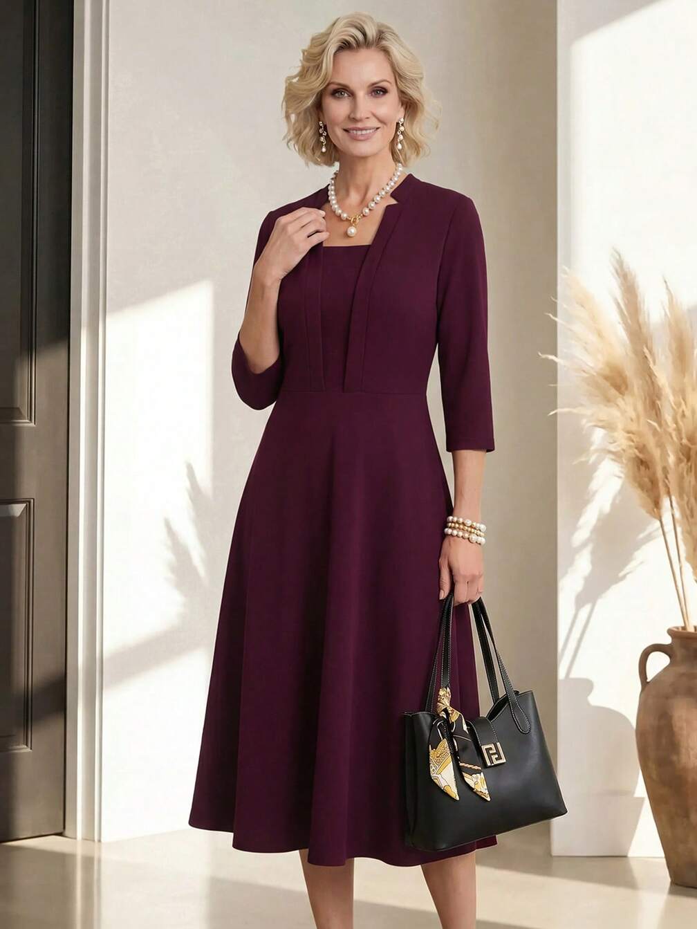 formal dresses for work party V2660 Party dress, Fall dress, Office dress, Elegant business dress, Midi women simple modest dress, Blue dress, Women's Work dress,
