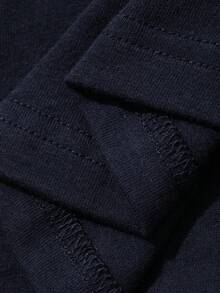 DAZY Conjunto de pijama de verano para mujer de 2 piezas: camiseta de manga corta con cuello en V de color liso y pantalones cortos holgados a rayas - Azul Marino - Ver 6