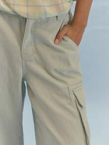 MUSERA Mid Rise Longline Cargo Denim Shorts With Flap Pockets Summer Casual Everyday Y2K Soft Social - Baby Blue - View 5