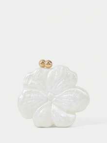 SHECARRY Ladies Fashionable Elegant Simple Flower Style Acrylic Clutch Bag Evening Bag Crossbody Bag, For Party, Prom, Club, Date, Birthday, Evening, Banquet - White - View 5