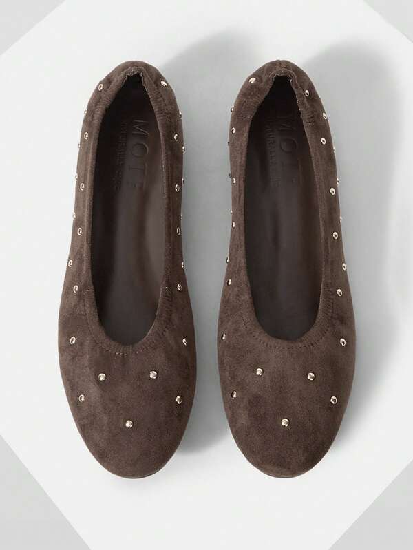 MOTF WOMEN STUDDED ROUND TOE FLATS VALENTINE'S DAY SPRING SHOES