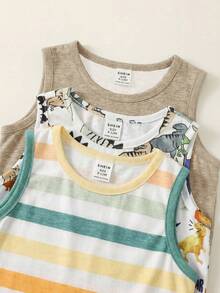 Baby Boy Casual Simple Tank Top 3pcs Set Suitable For Summer - Multicolor - View 6