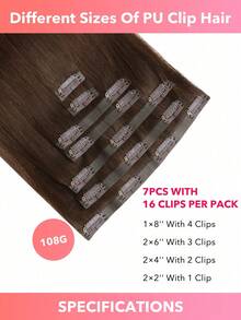 Seamless Clip Ins 7PCS Ekstensi Rambut Manusia Jepit PU Tanpa Sambungan 100% Rambut Manusia Asli 14-22 Inci Balayage Ombre Warna Pirang Ekstensi Rambut Remy Weft Kulit 110G Dengan Jepit - S4A - View 4