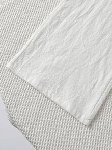 新款春夏女款休閒度假寬腿褲，白色紋理布料，舒適百搭 - 白色 - 查看 8