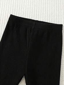 Cozy Pixies 女嬰對比蝴蝶結圓領長袖套頭運動衫＋純色鬆緊腰長褲 2件組，舒適百搭時尚，可愛休閒簡約基本款，適合秋冬室內、戶外滑雪、日常、運動、玩耍、派對 - 彩色 - 查看 7