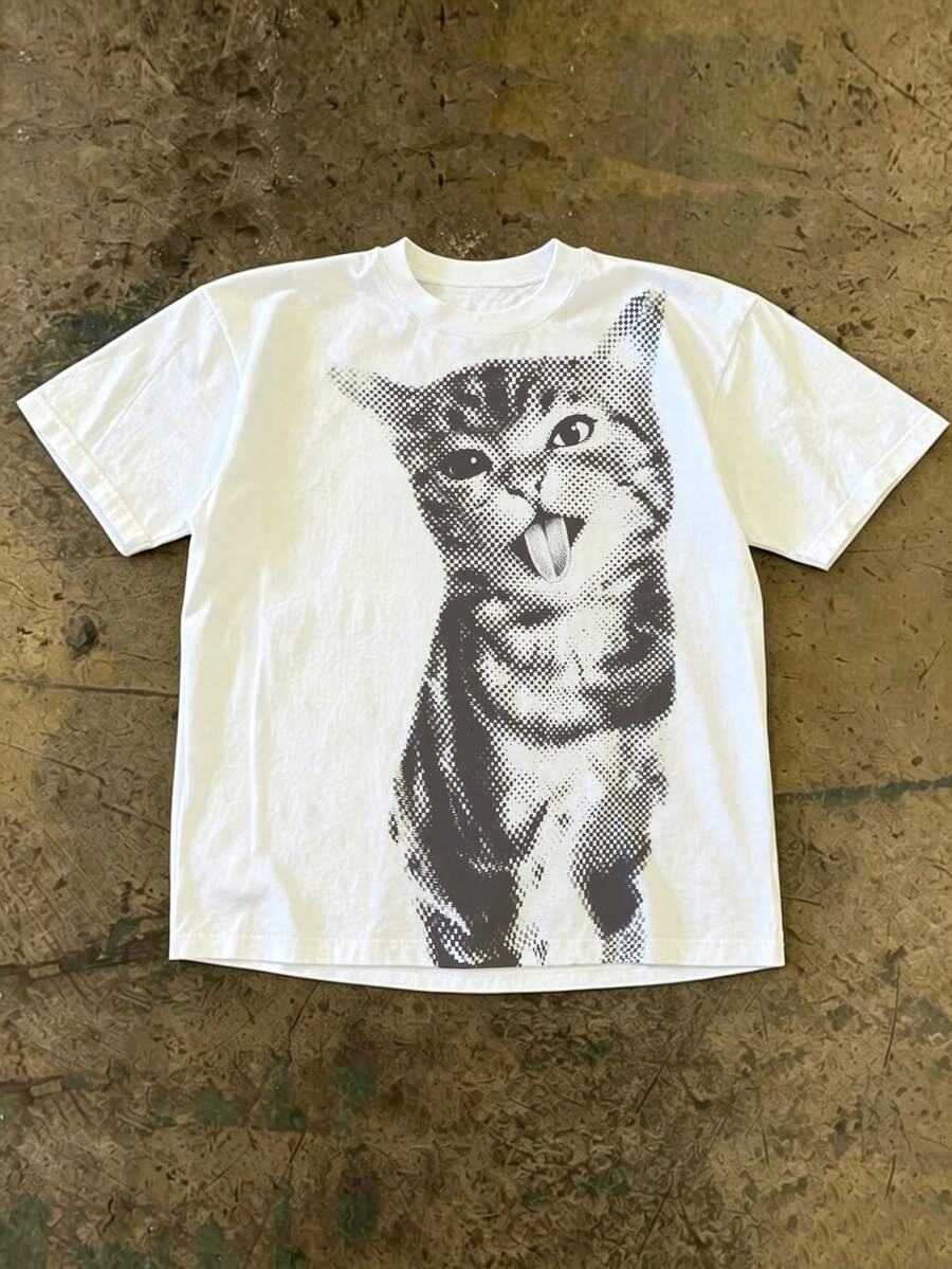 IslaSuriya Men's Summer Casual Cat Print Short Sleeve T-Shirt - Multicolor - View 1