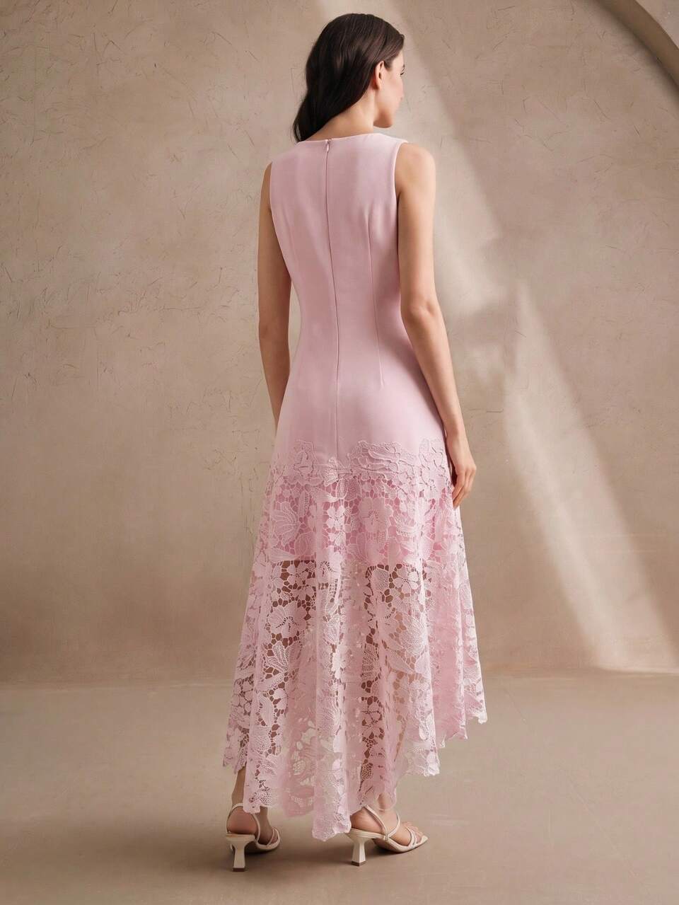Anewsta New Fashion Elegant Lace Patchwork Embroidery Design High-End Date Women's Dress