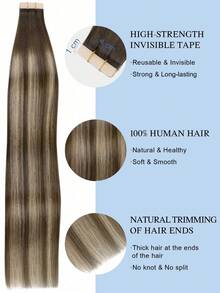 20PCS Straight Tape In Human Hair Extensions 100% Real Remy Human Hair 14-24inches Natural High Quality 50G/Pack For Salon Silky Seamless Invisible PU Tape In Hair Extensions - S4/26/4 - View 3