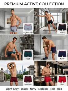Set 12 piezas de calzoncillos bóxer elásticos cómodos para hombre con banda con diseño de letras - Multicolor I - Ver 2