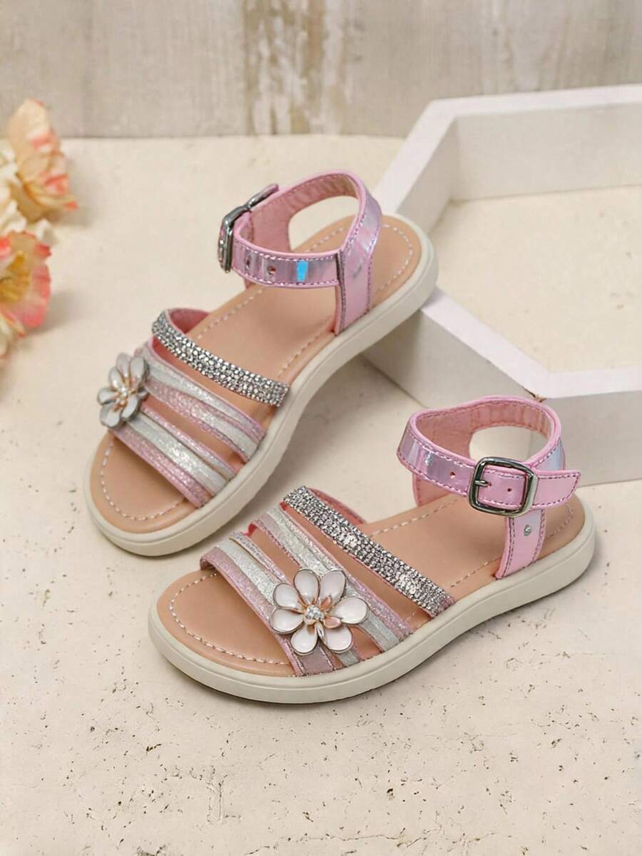 Sandalias para Niña y Hebilla Ajustable - Camel y rosa - Ver 1