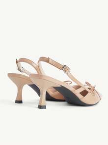 CUCCOO CHICEST Nude Pointed Stiletto Sandals, Elegant Style, Patent Leather Material, Bow Decoration, Party Commuting Light Mature Woman - Apricot - View 6