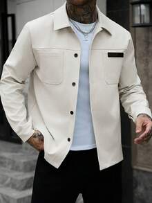 Manfinity Homme Chaqueta casual de unicolor para hombre, corte slim, para exteriores - Albaricoque - Ver 4