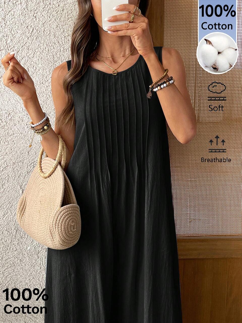 Women's Plus Size Patchwork Vacation Casual Sleeveless Maxi Dress