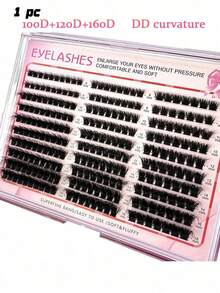0.07mm Fine Eyelash Hot Melt Cluster Mixed Length Mink-Like Eyelash Extension 3D Russian Curl Individual Eyelash Group Makeup Black Eyelash Plastic Box - Black - View 5