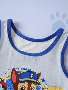 SHEIN | PAW Patrol Young Boy Cartoon Pattern Tank Top And Shorts Set - Navy Blue - View 4