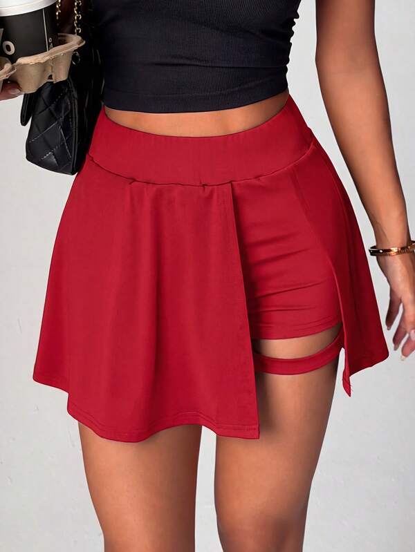 Dewbera Dewbera Women's Summer Tennis Skirt, Elastic Comfortable High Waist Tummy Control A-Line Hem With Built-In Shorts, Elegant Sports Skort
