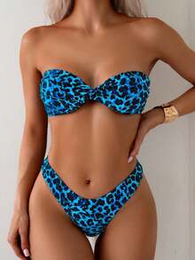 Swim Basics Women's Leopard Print Tankini Swimwear, Random Print - Multicolor - View 3