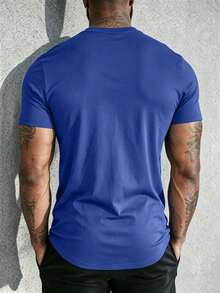 Gym Rark Camiseta deportiva de moda de cuello redondo de unicolor para hombre - Neblina azul - Ver 2