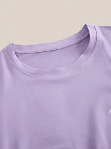VeloEdit Plus Size Men's Casual Mountain Print T-Shirt, Summer Purple Street Wear - Pink - View 7