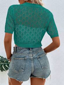 EMERY ROSE Cardigan de mujer de unicolor, abotonado simple, casual, versátil para uso diario - verde menta - Ver 2