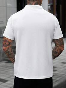 Manfinity Homme 男士夏季白色短袖時尚百搭POLO衫 - 白色 - 查看 2