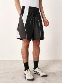 TOKVUE Men's Summer Casual Color Block Patchwork Shorts - Black - View 4