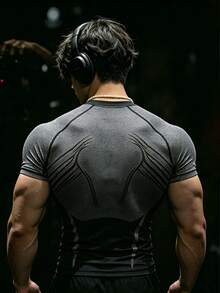 RISE LYT Men's Contrast Color Versatile Fashion Round Neck Short Sleeve Sports T-Shirt, Gym - Multicolor - View 2