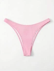 Swim Basics Solid Color Swimsuit Bottoms For Vacation Beach - Pink - View 2