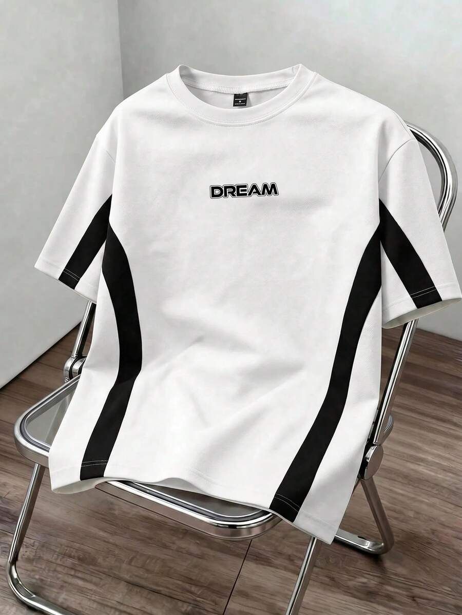 Manfinity Joysei Men's Casual Colorblock Print Short Sleeve T-Shirt, Summer - White - View 1