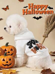 PETSIN 1pc Universal Halloween Hoodie For Cats And Dogs, Embroidered Spider Ghost Casual And Comfortable Clothing, Suitable For Daily Outdoor Walks, Halloween Candy Hunts, And Holiday Atmosphere Pet Photos - Multicolor - View 10