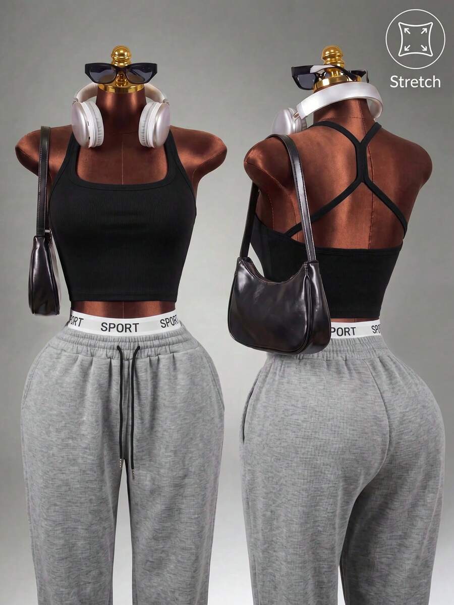 Mistrie Women's Seamless Yoga Sports Bra Wireless Fitness Crop Top Sports Top Running Bra Crop Top Gym - Black - View 1
