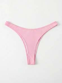 Swim Basics Solid Color Swimsuit Bottoms For Vacation Beach - Pink - View 5