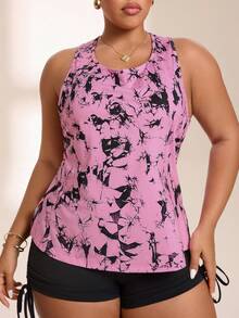 SHEIN Rhythm Era Women's Plus Size Sports Yoga Outdoor Gym Tank Top, Wide Strap, Wide Y-Back, Loose Fit Basic Style - Multicolor - View 1