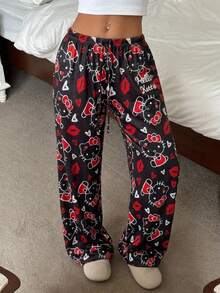 CovetEZ HELLO KITTY AND FRIENDS | SHEIN 女款休閒低腰直筒長褲，街頭風，適合日常通勤，秋冬/夏季，聖誕節 - 彩色 - 查看 3