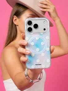 ShellaStory Simple Polka Dot Soft Magnetic Wireless Charge Phone Case Compatible With IPhone 17 Pro Max 17 Pro 16 14 13 15 Pro Max 14 15 16 Plus 14 15 13 16 17 Minimalist Gradient Protection Shockproof Bumper Cover - Polka dot - View 3