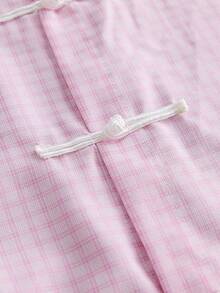 SWAVVY 男士休閒格紋短袖襯衫，夏季 - 粉色 - 查看 6