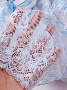 Elorette Women's Elegant Lace Patchwork Bow Decor Triangle Panties - Multicolor - View 10