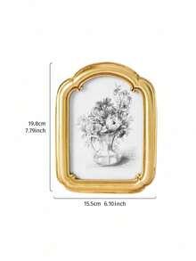 Cirelle 1pc Vintage Baroque Photo Frame, Ornate Gold Arch Picture Frame, Antique Elegant Desk Top Display Frames For Home Decor, Wedding - Curved door photo frame - View 14