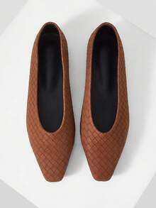 Mnmlis Simple Low Vamp Flat Bottom Commuter Flat Shoes - Brown 1 - View 5