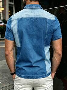 Manfinity Dauomo 夏季戶外上衣 男款標準尺寸 POLO 衫 (Number) 仿牛仔印花圖案款 圖案設計 通勤商務風 休閒百搭 戶外 - 彩色 - 查看 2