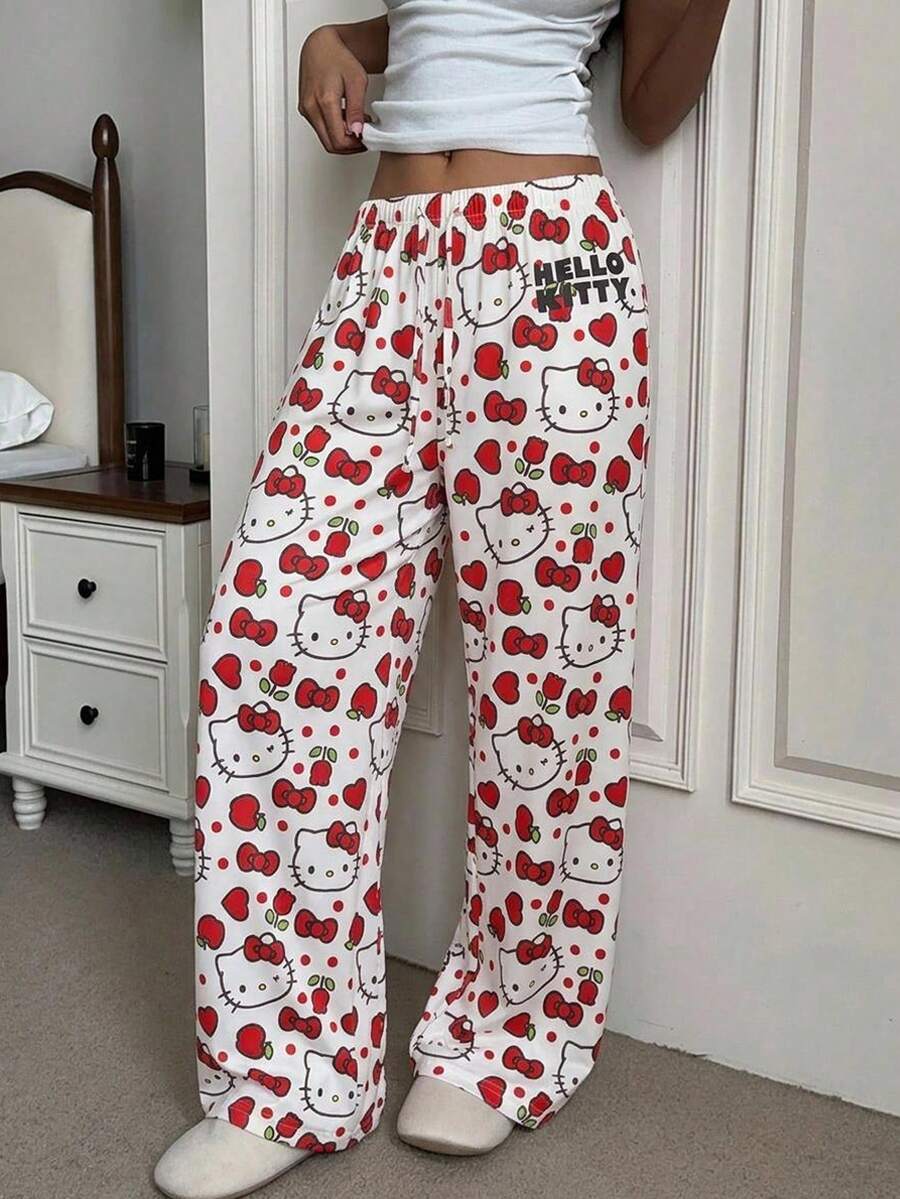 CovetEZ HELLO KITTY AND FRIENDS | SHEIN 女士休闲低腰直筒裤,女士夏季服装 - 彩色 - 查看 1