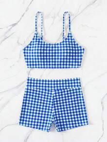 Swim Vcay 女款夏季海灘格紋時尚比基尼兩件式泳衣套裝 - 彩色 - 查看 3