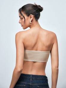 Softvol Women's Summer Strapless Bra Set, Including Spaghetti Strap Bra, Spaghetti Strap Top, Backless Blouse And Camisole - Beige - View 2